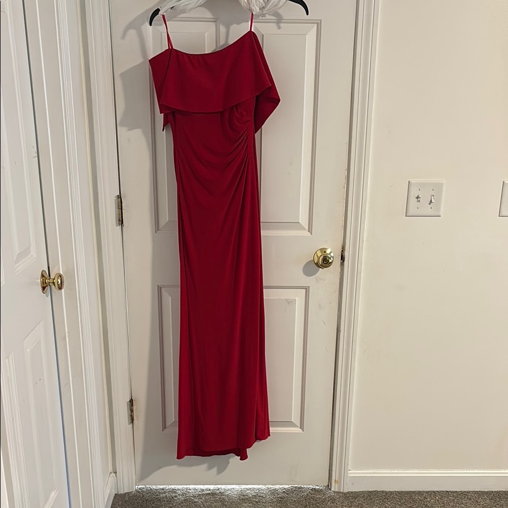 Xscape Red One Shoulder Gown for Weddings